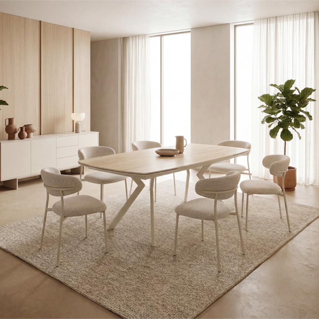 MESA COMEDOR DT-530 TRAVERTINO - METAL BEIGE