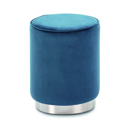 [POUFPO002AP] POUF VELOURS PO-02  (BLEU, ARGENTÉ)