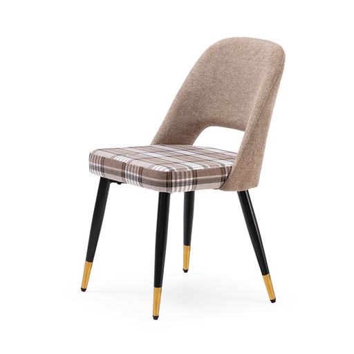 [DC-624-BEIGE-NG] CHAIR FABRIC DC-624 Plaid (BEIGE, BLACK/GOLDEN)