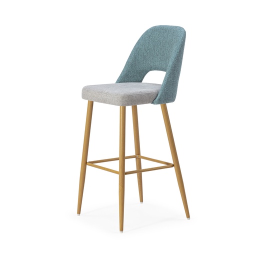 [PR/02239] DH Tabouret Tissu ST-624 (BLEU, CHÊNE)