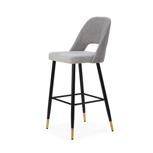 [PR/02247] DH Tabouret Tissu ST-624 (GRIS, NOIR/DORÉ)