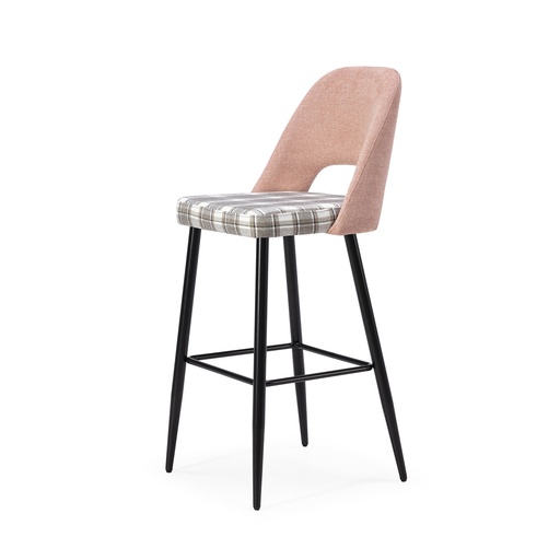 [PR/02256] DH Stool Fabric ST-624 Paid (ROSA CUADROS, BLACK)