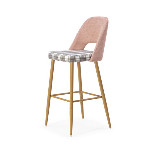 [PR/02257] DH Stool Fabric ST-624 Paid (ROSA CUADROS, OAK)