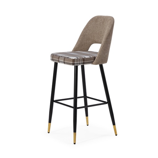 [PR/02258] DH Stool Fabric ST-624 Paid (TOPO CUADROS, BLACK/GOLDEN)