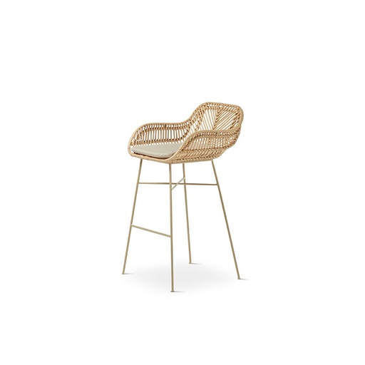 [ST-904-BEIGE] STOOL RATTAN ST-904 (BEIGE, METAL BEIGE)