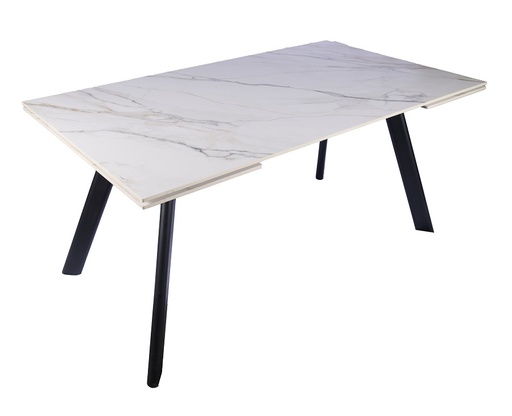 [DT-510-BLANCO-NEG-160] DINING TABLE DT-510 (WHITE, BLACK METAL, 160 (240) cm)